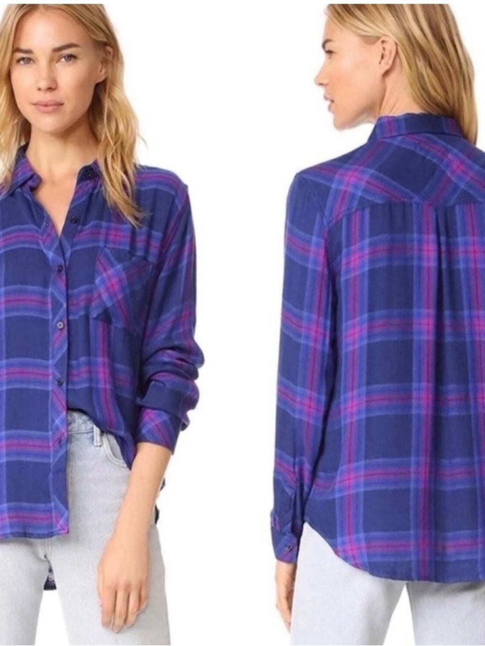 Rails Navy Ultraviolet Plaid Taitum Shirt California Casual X Small